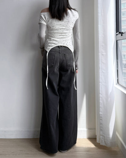 🩵牛仔褲限定優惠 JN060 Washed Wide Jeans - Brown | Drak Gray
