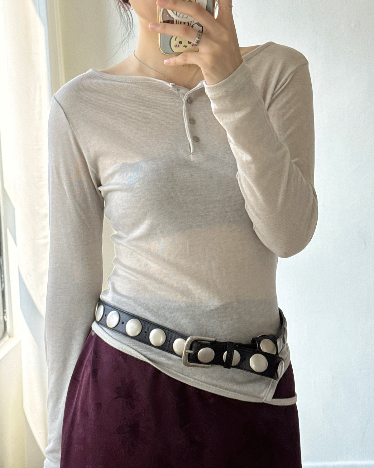 TP623 Ribbed Henley Top - Ivory | Lavender | Gray | Black