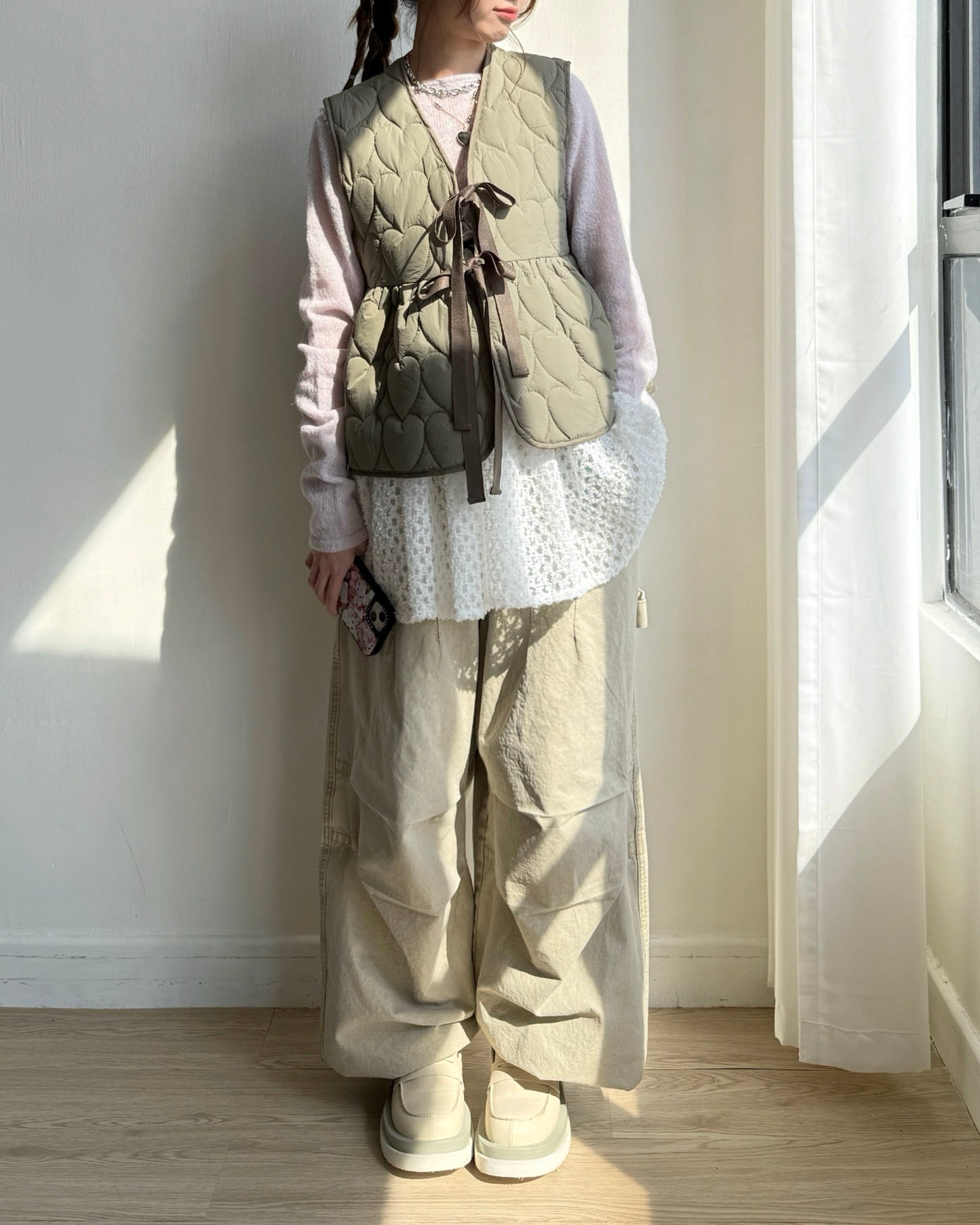 PT076 Ribbed Pants - Beige | Black