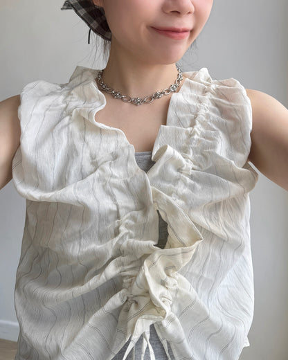 VT251 Sunny Vest Blouse - Ivory | Black