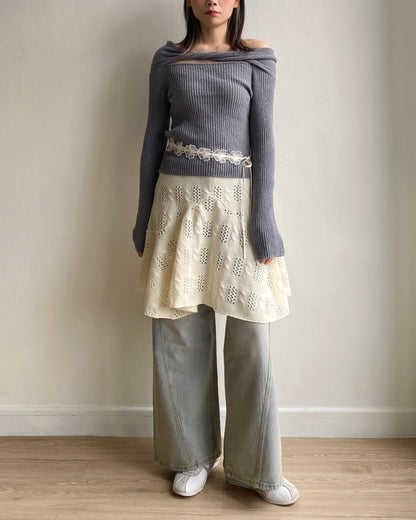 現貨 SK179 Twist Pattern 2Way Skirt - Ivory | Gray