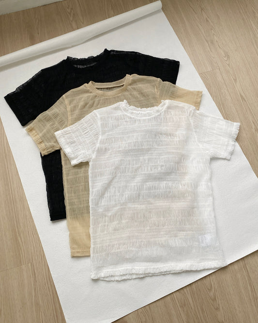 TP516 Sheer Top - White | Beige | Black