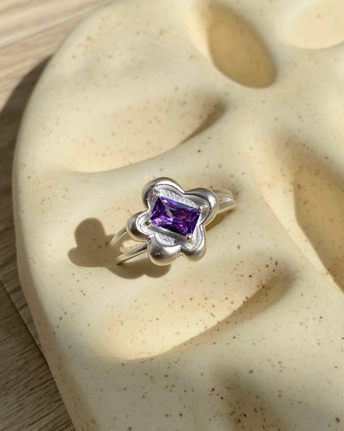 KA297 Silver925 Flower Ring - Pink | Purple