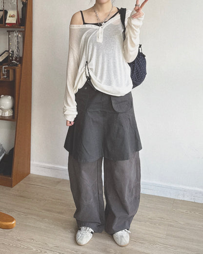 TP616 V-neck Button Sweatshirt - Black | White | Khaki | Pink
