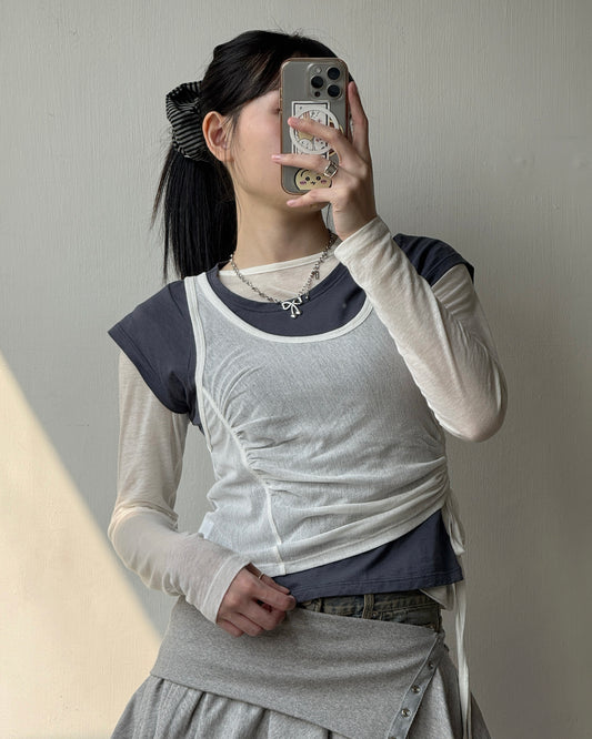 VT278 Mellow Vest - White | Blue | Charcoal