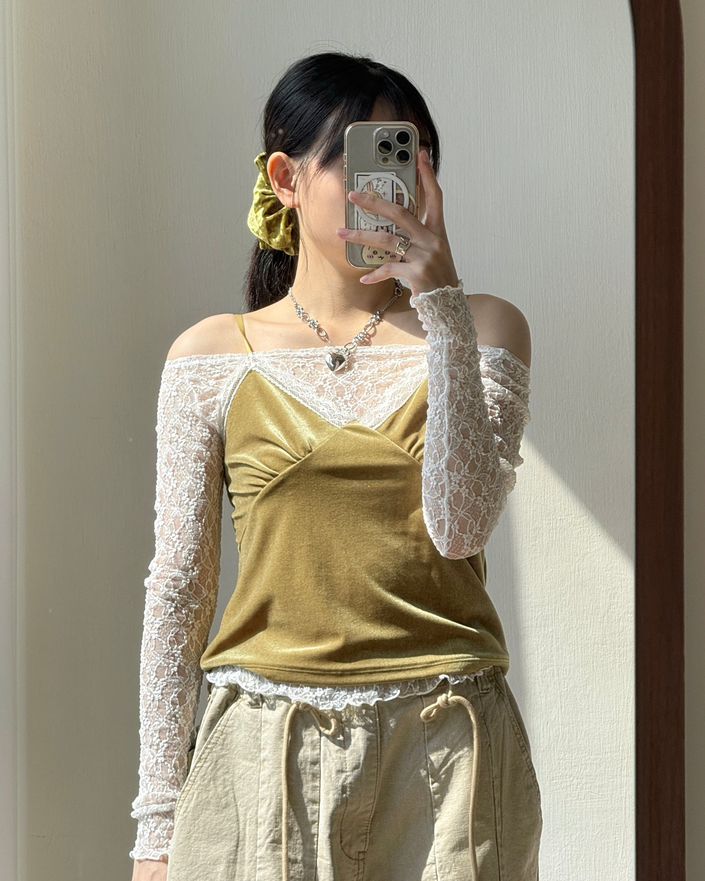 VT269 Velvet Lace Camisole Top - Yellow | Nave | Black