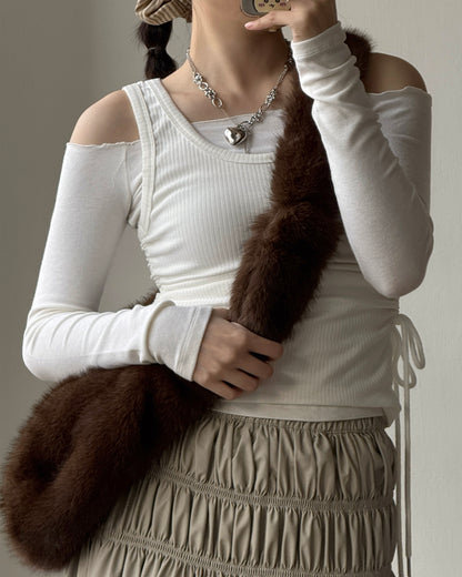 BG033 MoMo Fur Bag - Ivory | Brown