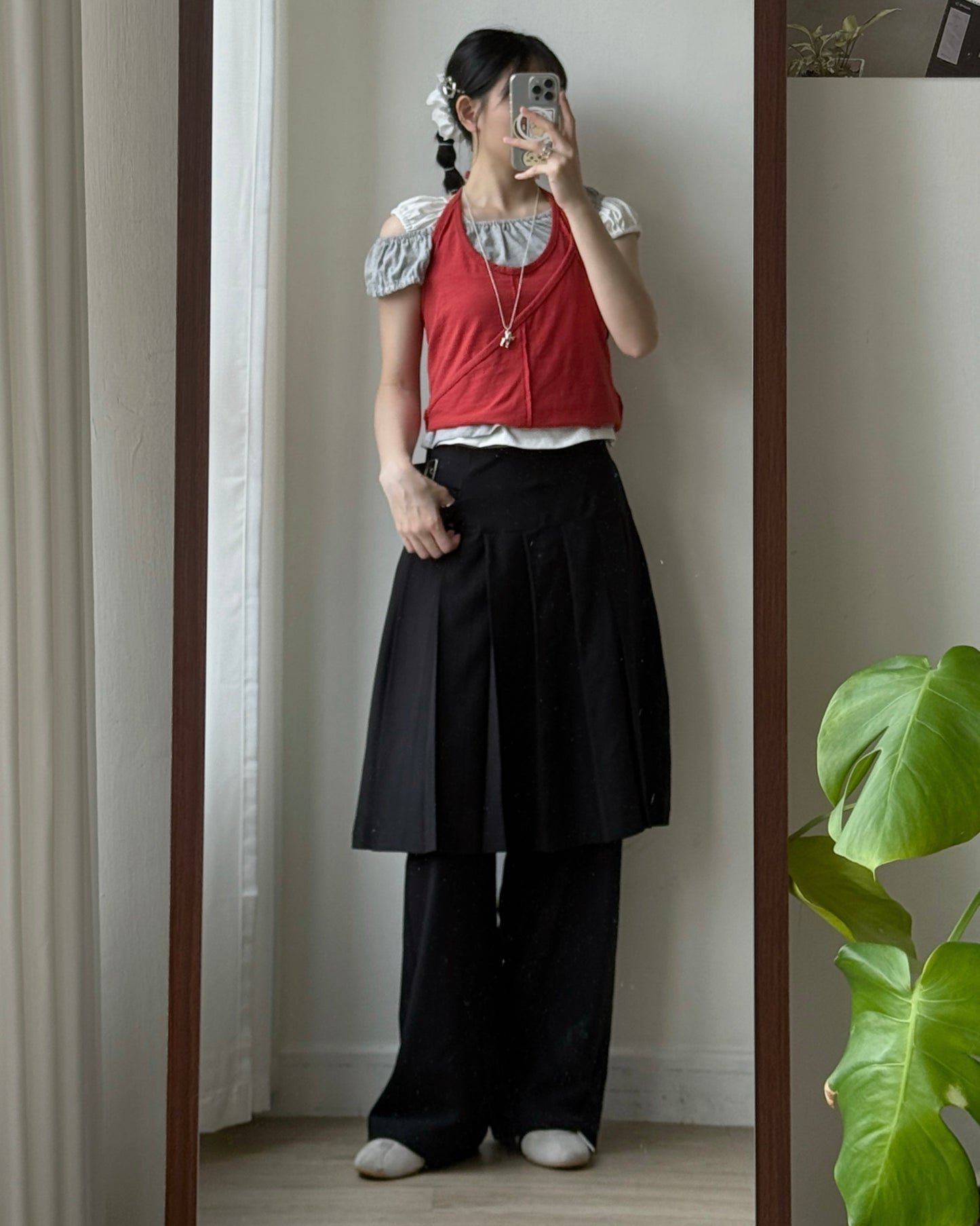 VT283 Half-zip Halter Top - Red | Skyblue | Charcoal