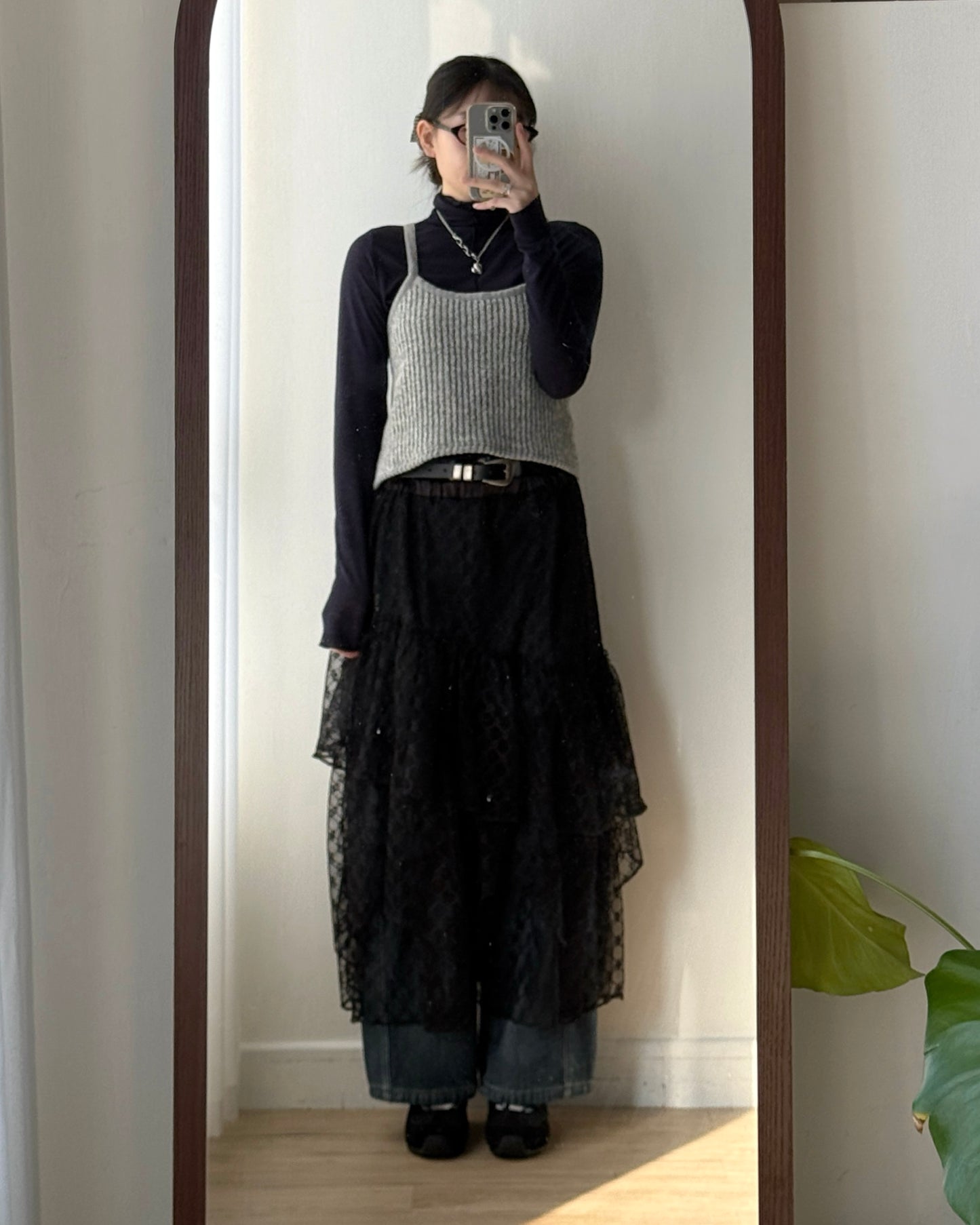 SK209 Lace Layer Skirt - White | Black