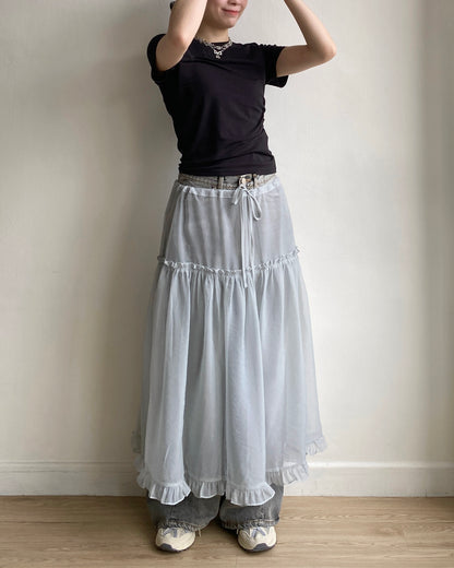 SK189 Sheer Skirt - Blue | Back | White