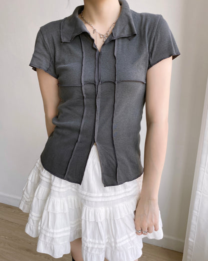 TP517 V-Neck Top - Pink | Charcoal