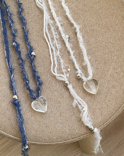 KA342 Heart Necklace - White | Navy