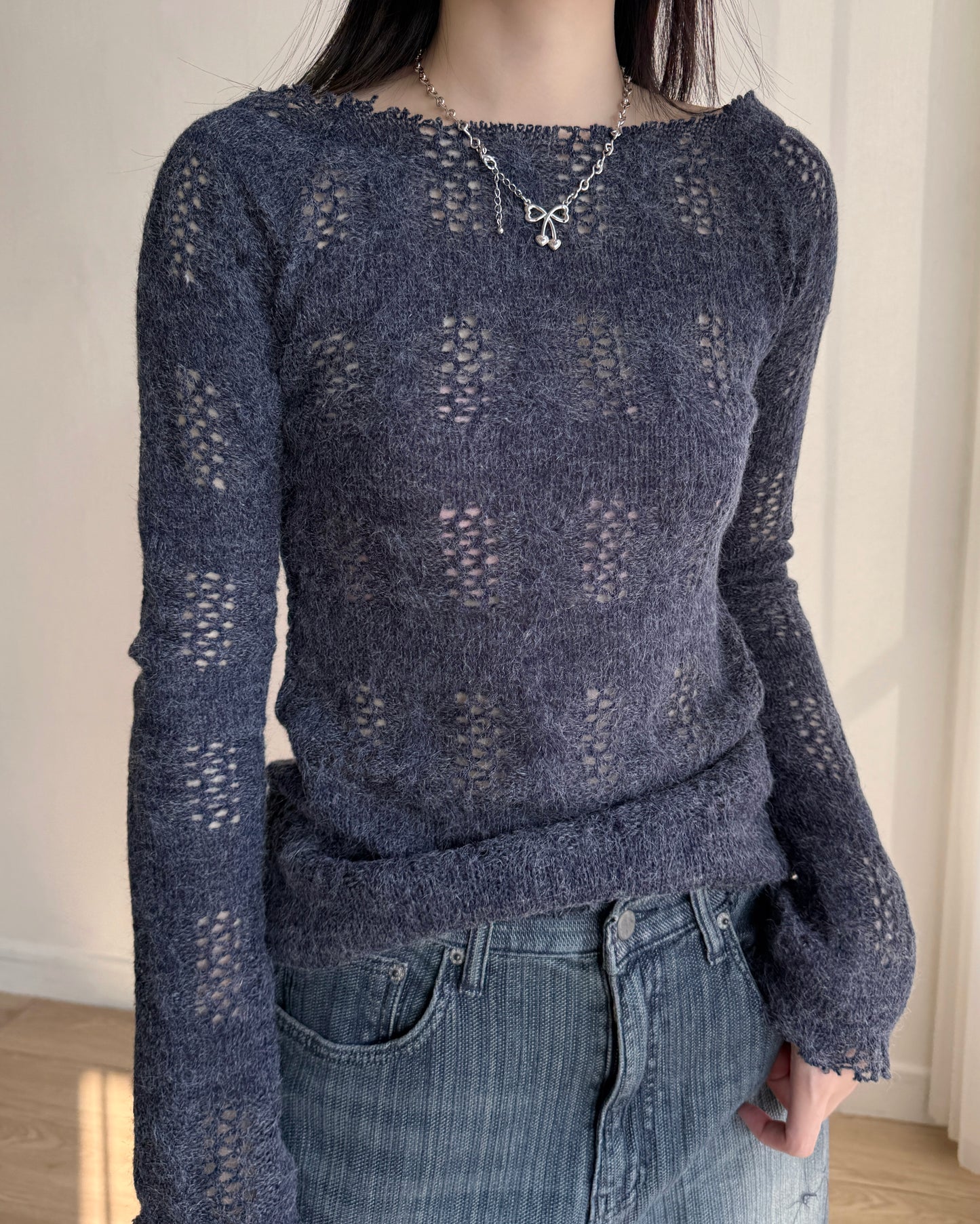 TP567 Ribbed Knit - Ivory | Navy