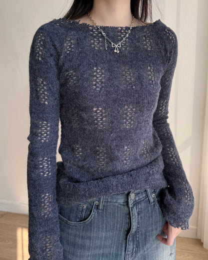 TP567 Ribbed Knit - Ivory | Navy