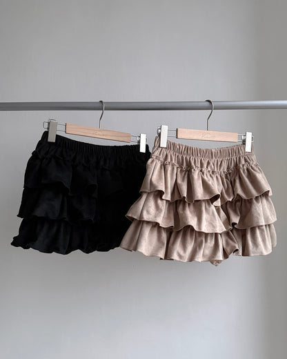 SK202 Suede Skirt Pants - Black | Beige