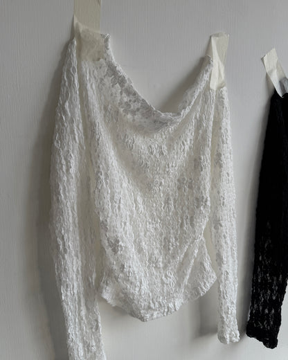 TP575 FAFA Lace Top - White | Black