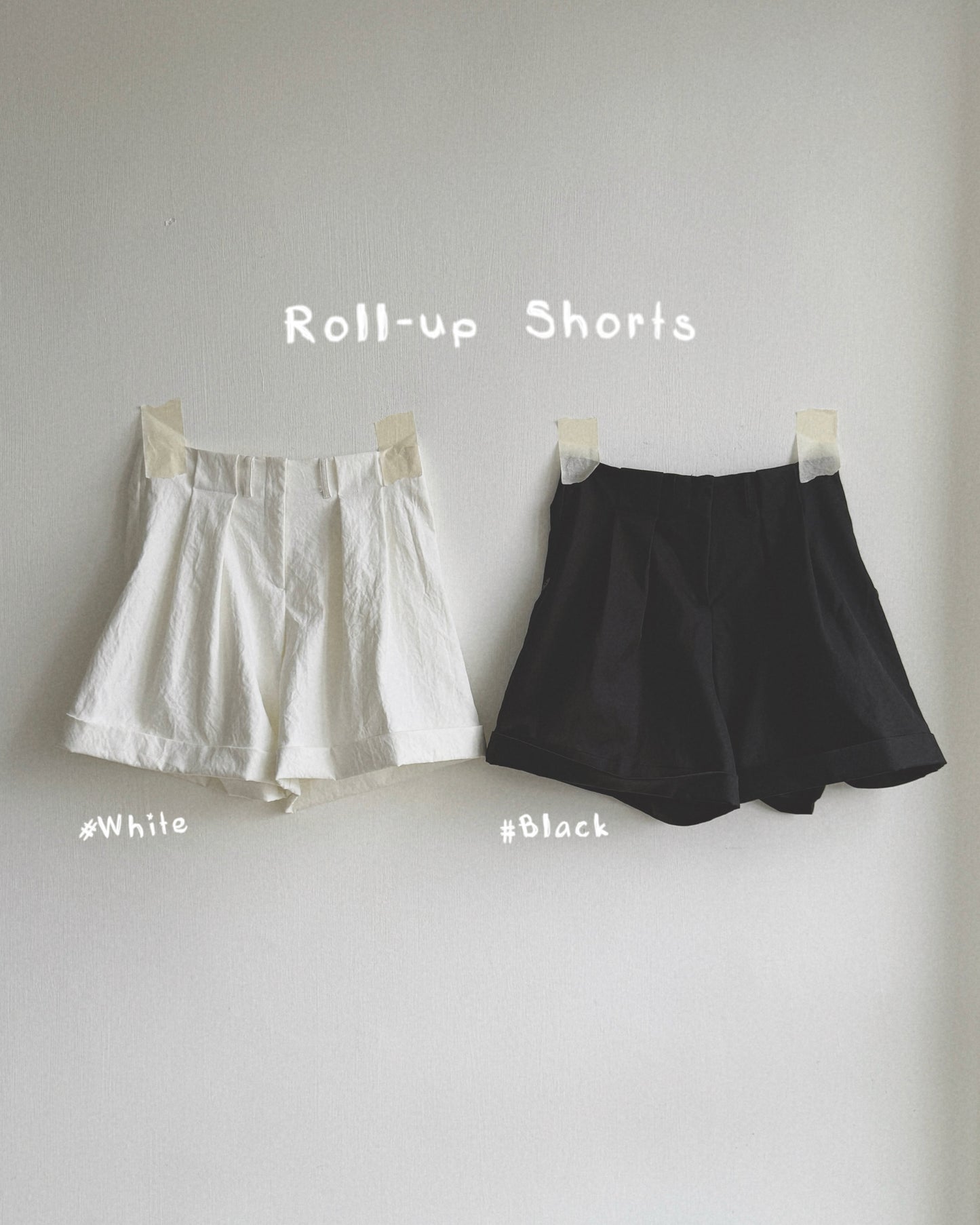 SP021 Roll-up Shorts - White | Black