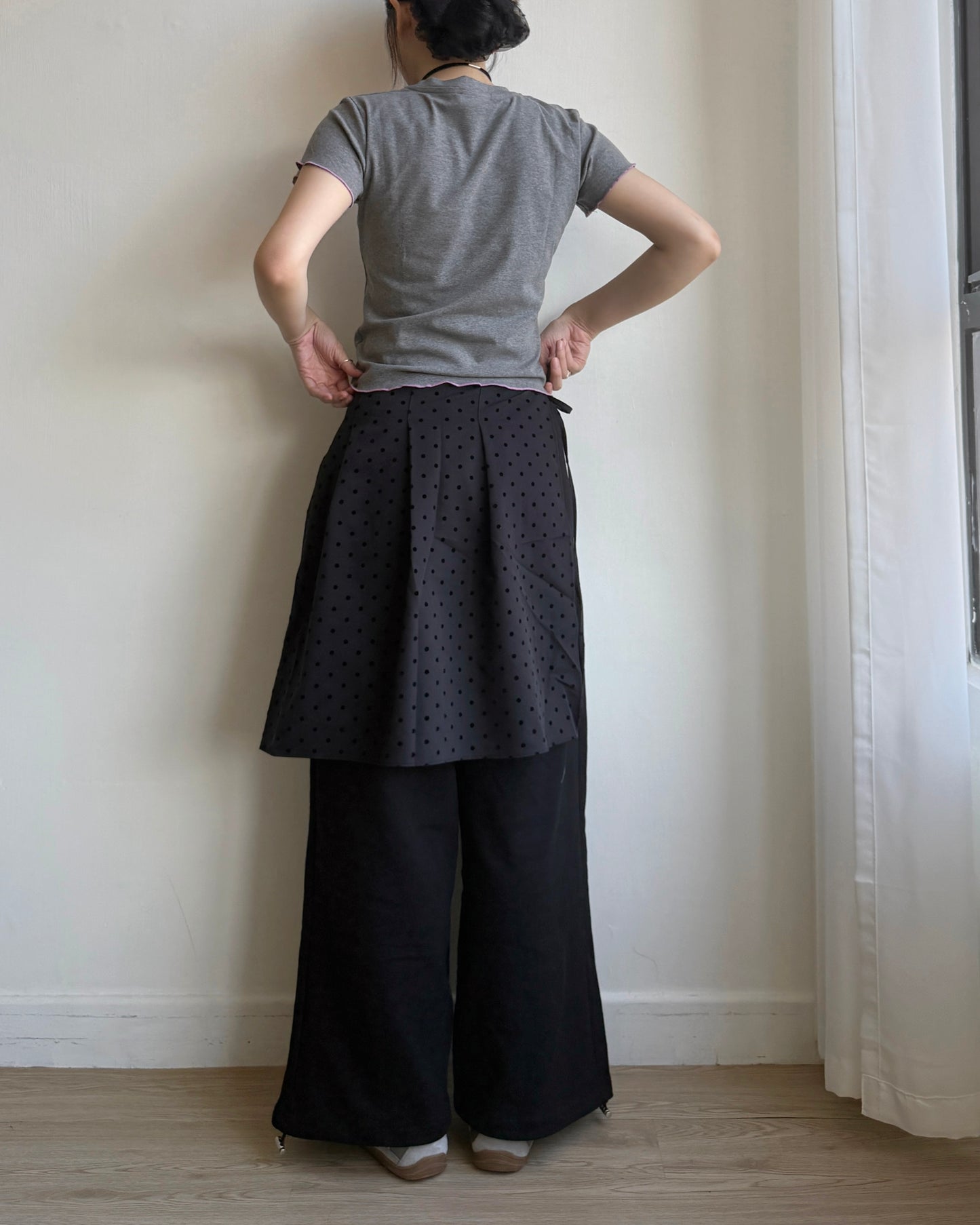 PT074 Polka Dot Warp Pants - Gray | Black