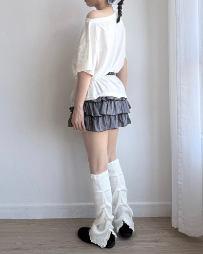 SK198 Mixed Skirt Pants - Mint | Navy