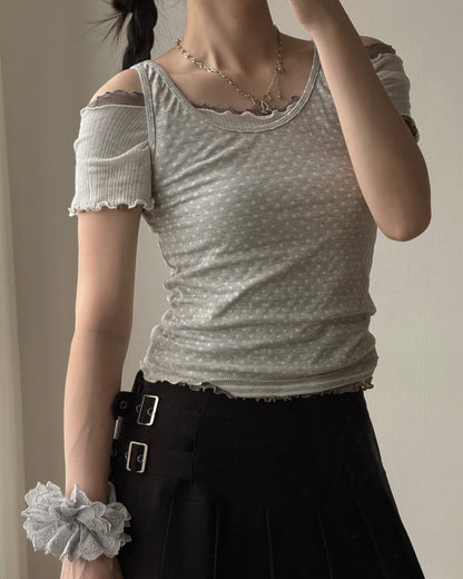 TP581 Ribbed Frill Sleeveless - Blue | White | Charcoal | Gray
