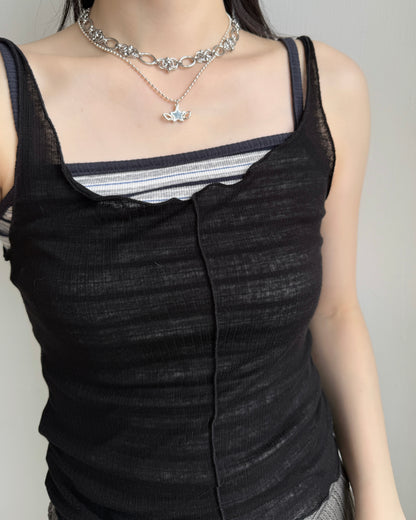 VT293 Striped Vest - Green | Navy
