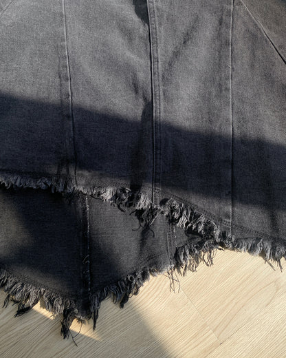 SK181 Irregular Ruffle Skirt - Gray | Black