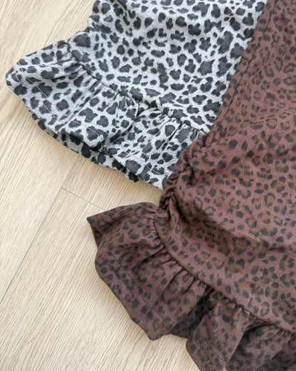 VT259 Leopard Print Top - Gray | Mocha