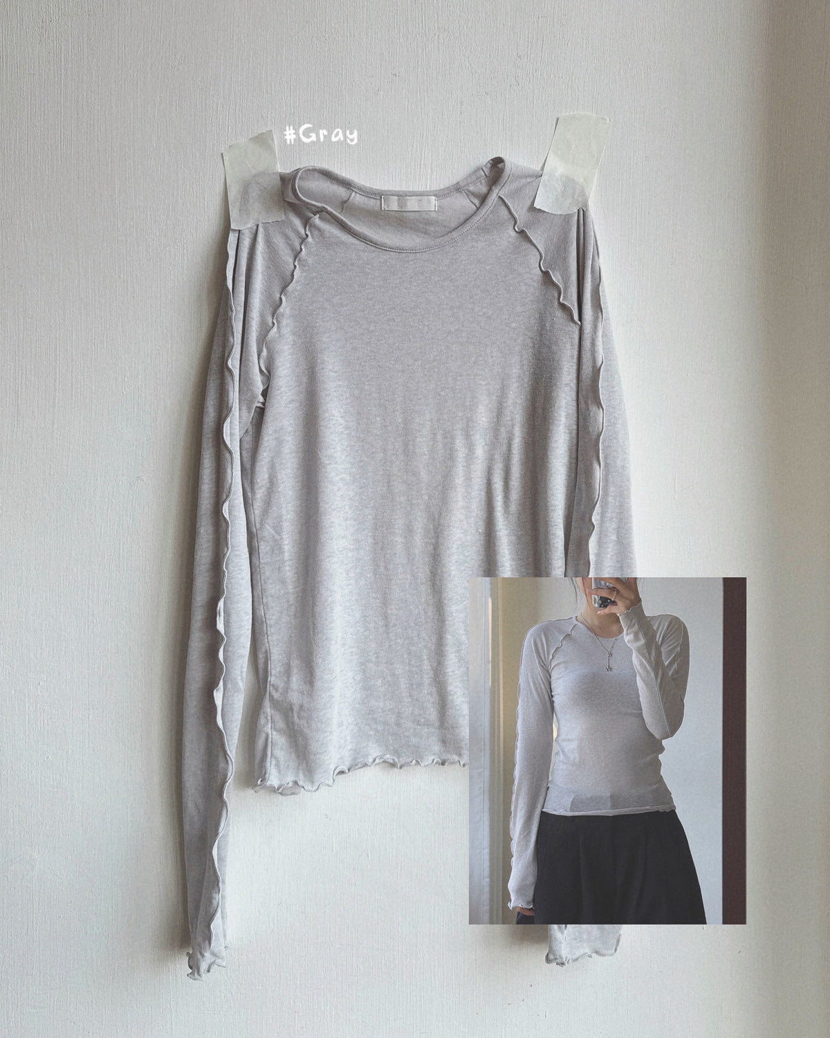 TP621 Lettuce Seam Long Sleeve - Ivory | Gray | Blue | Charcoal