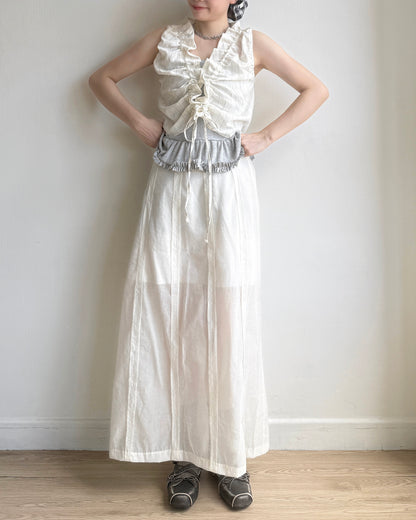 VT251 Sunny Vest Blouse - Ivory | Black