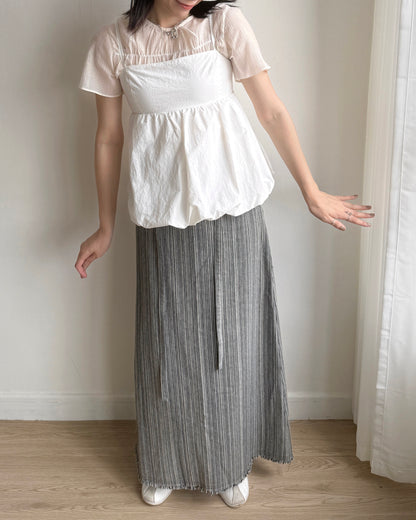 TP525 Frill Blouse - Ivory | Black