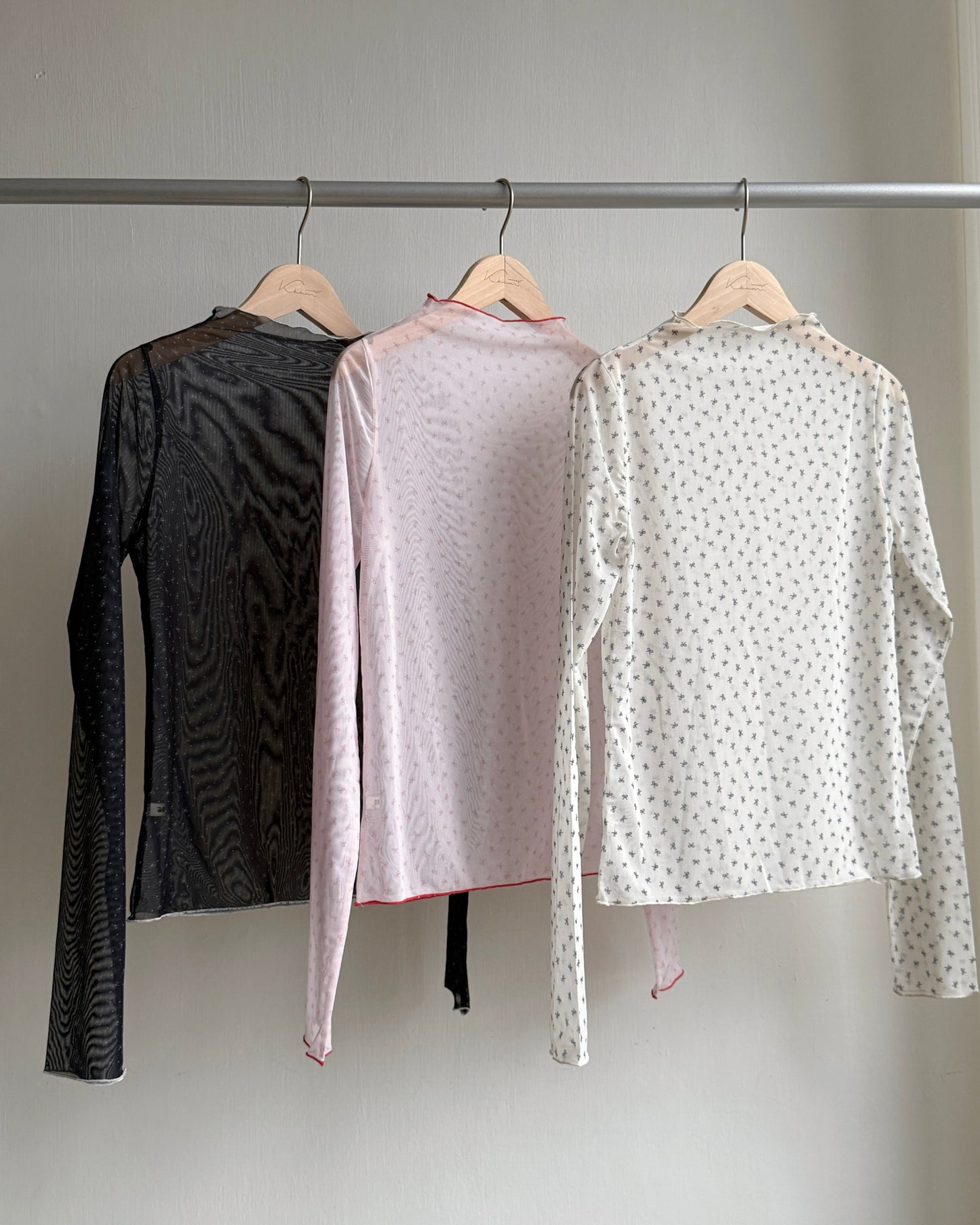 TP546 Ribbon Sheer Top - White | Pink | Black