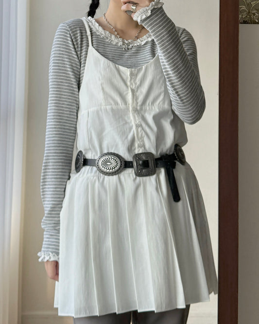 DS288 Button Pleated OPS - White | Black