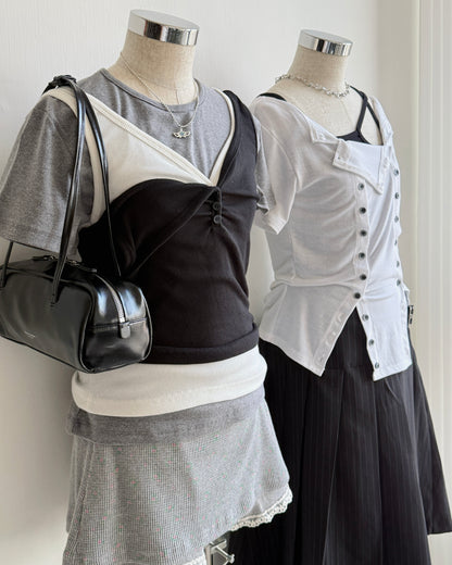 VT292 Must Have!!! Button Vest - Pink | Skyblue | Black | White