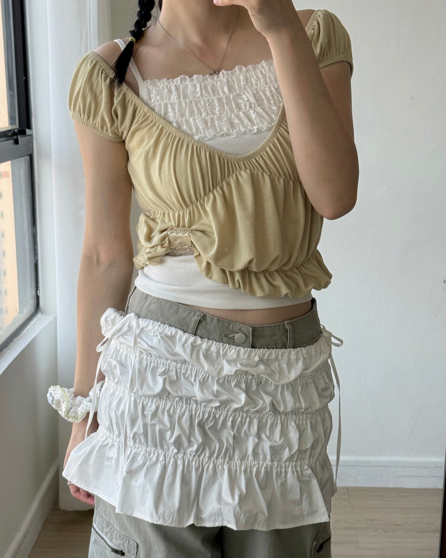 VT321 Lace Vest - Green | Brown | White