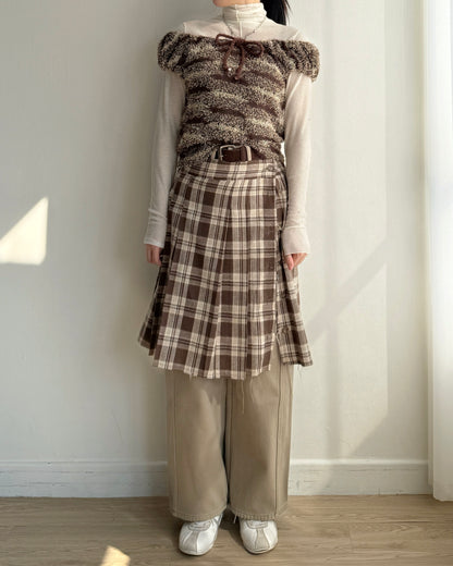 JN062 內有毛毛直筒牛仔褲 - Beige | Blue