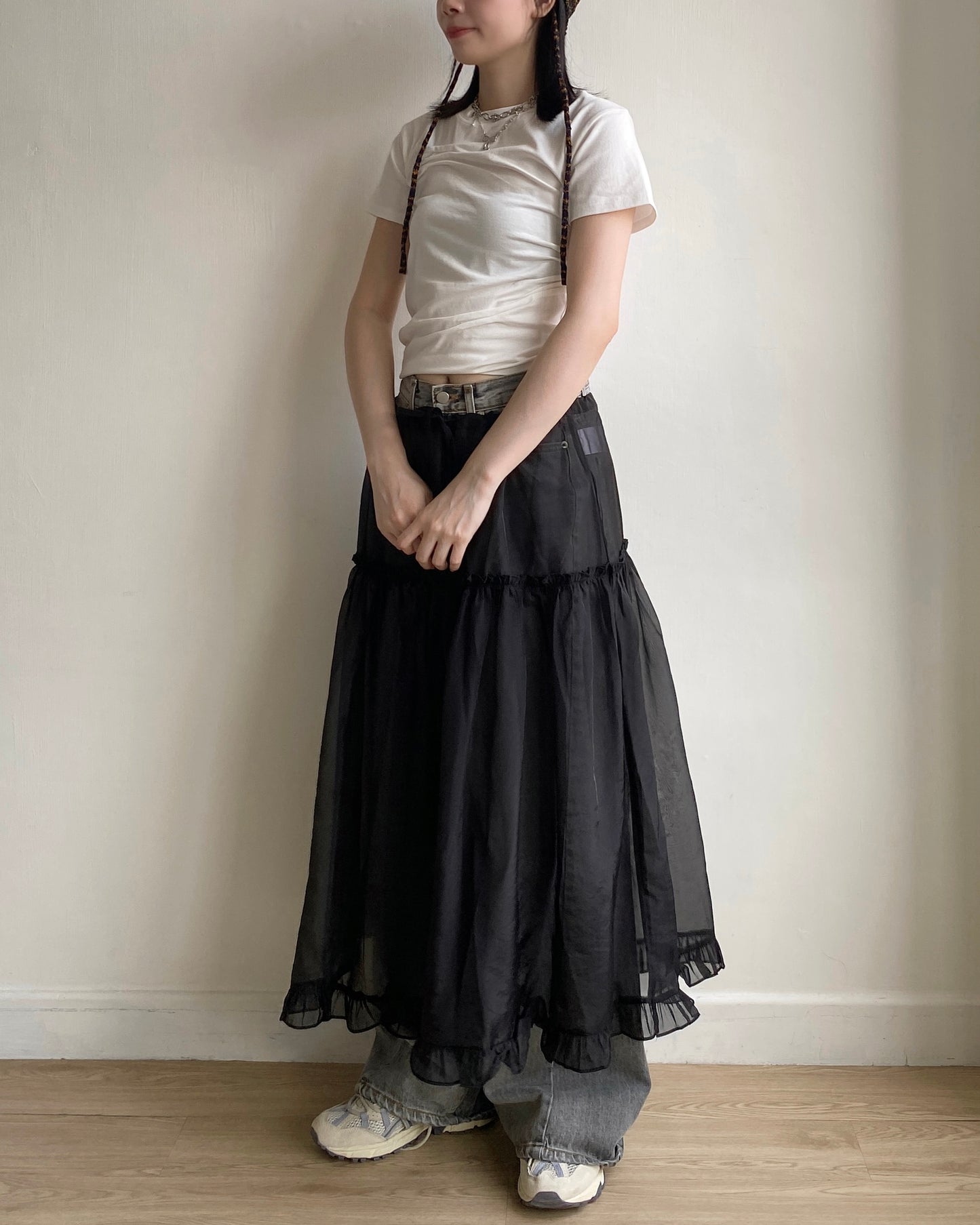 TP520 Pin-tuck Pleated Tee - Black | Navy | White
