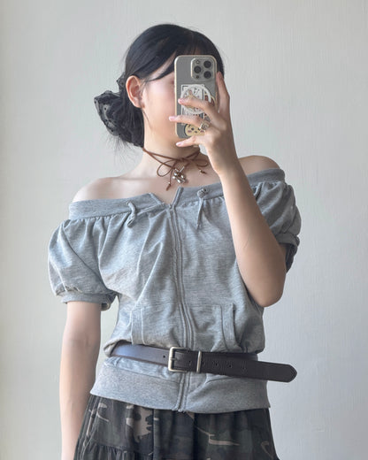 TP535 ZIP-UP Top - Gray