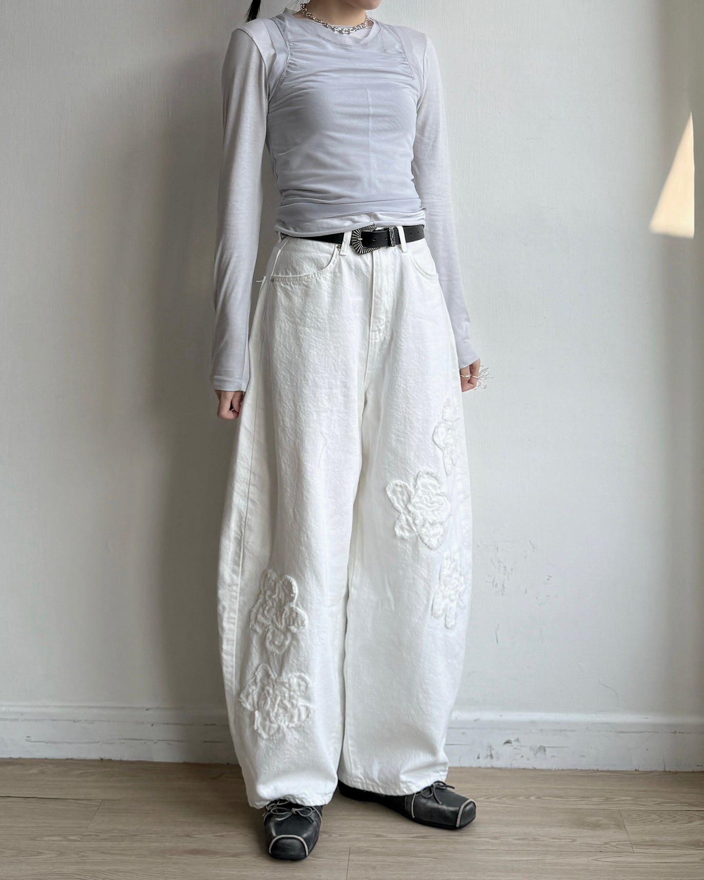 TP577 Mesh Shirring Twinset - White | Gray | Black