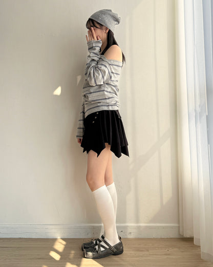 TP572 Striped Snap Top - Gray | Navy