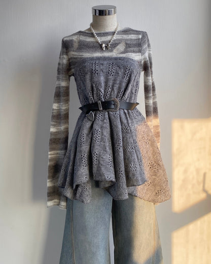現貨 SK179 Twist Pattern 2Way Skirt - Ivory | Gray