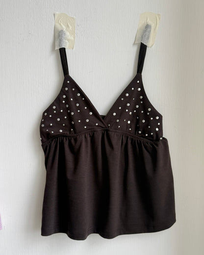 VT315 Beaded Frill Vest - Black | Pink