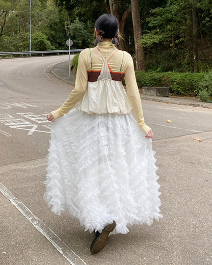 SK182 Bun Frill Skirt - White | Gray | Black