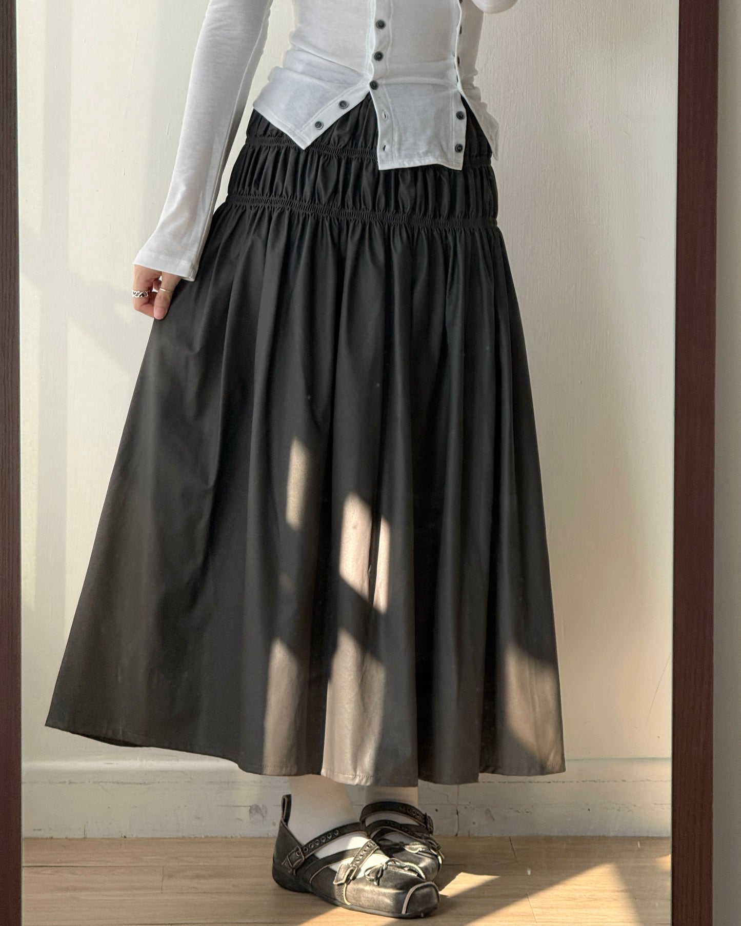 SK212 Maren Skirt - Beige | Charcoal