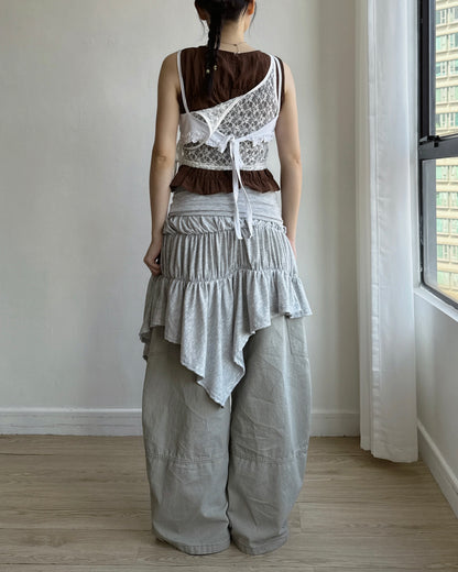 VT323 Ruffle Mini Vest - White | Gray