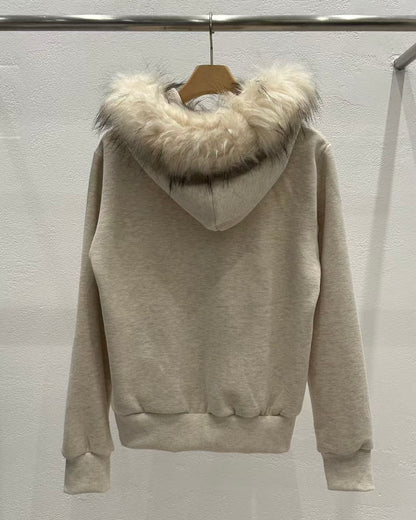 JK043 Trimmed Zip-up Jacket - Ivory | Gray