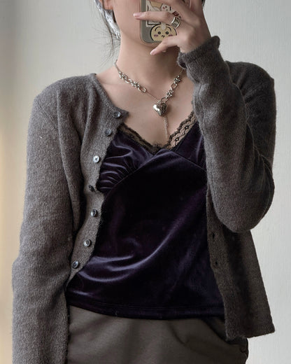 CD057 Alpaca Lily Cardigan - Purple | Turquoise | Gray