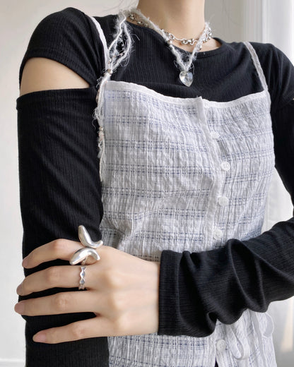 KA342 Heart Necklace - White | Navy