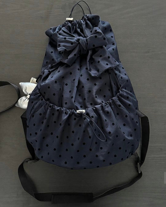 BG032 Polka Dot Backpack - Navy | Drak Gray