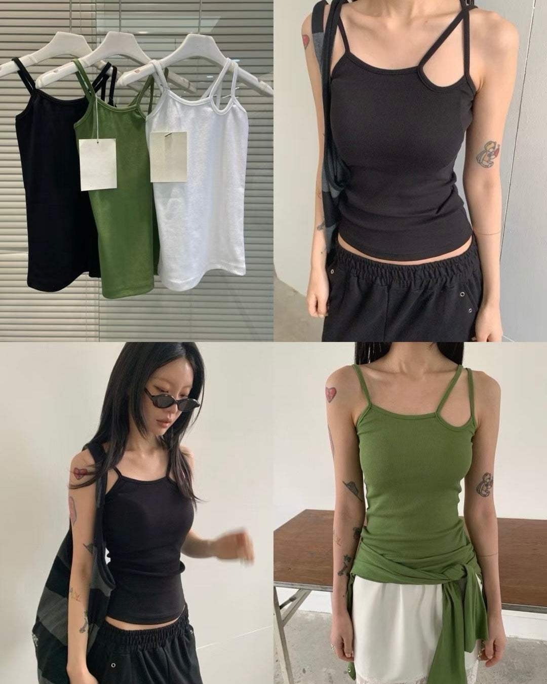 VT287 Ribbed Vest - Green | White | Black