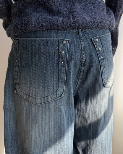 JN063 [ OOTJ ] Vintage Mid-Wash Wide Jeans